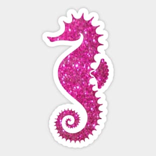 Hot Pink Faux Glitter Seahorse Sticker